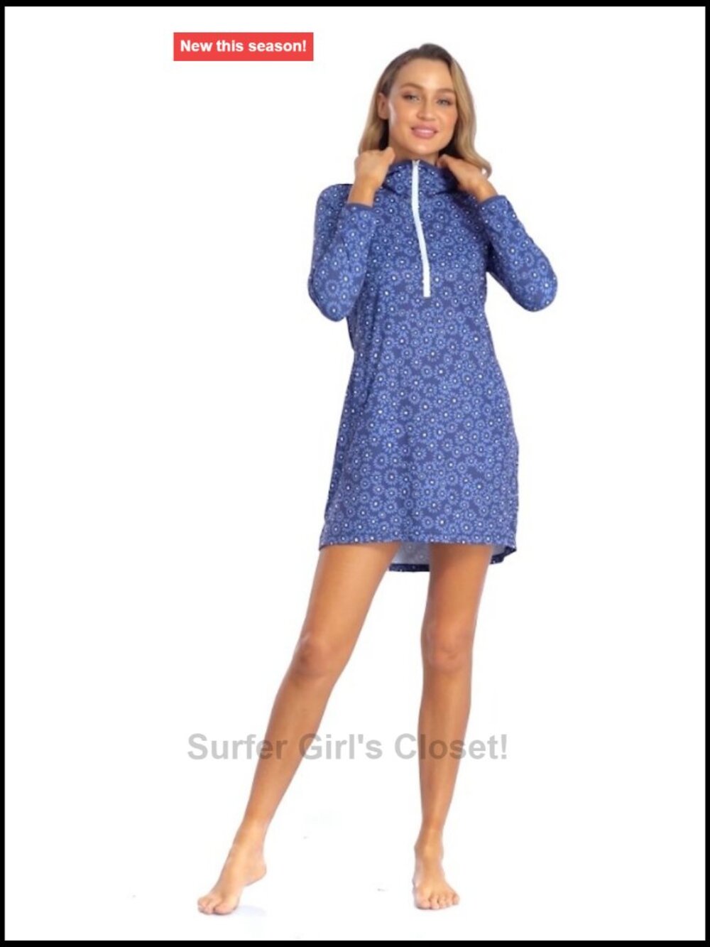 Women's UPF 50 Long Sleeve Swim Cover Up Dress with Hood Quick Dry Sun - Picture 7 of 7